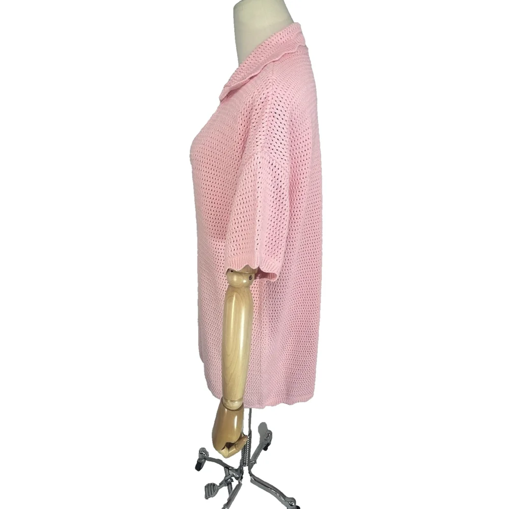 Starfit Crochet Sweater Dress Pink Cover Up Beach Travel‎ Womens Small Medium